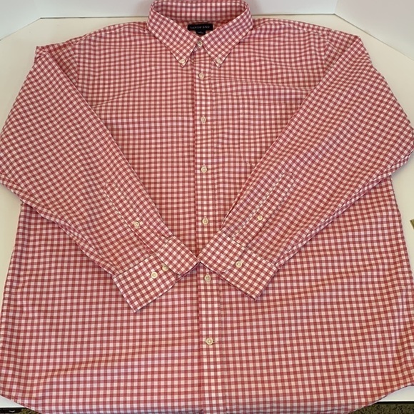 Lands’ End Traditional Fit Shirt Pink Gingham Check Print Button Down 17.5-35 - Picture 3 of 12